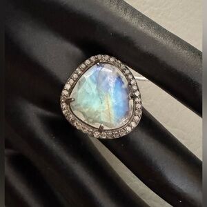 New Adornia Moonstone & Diamond Ring